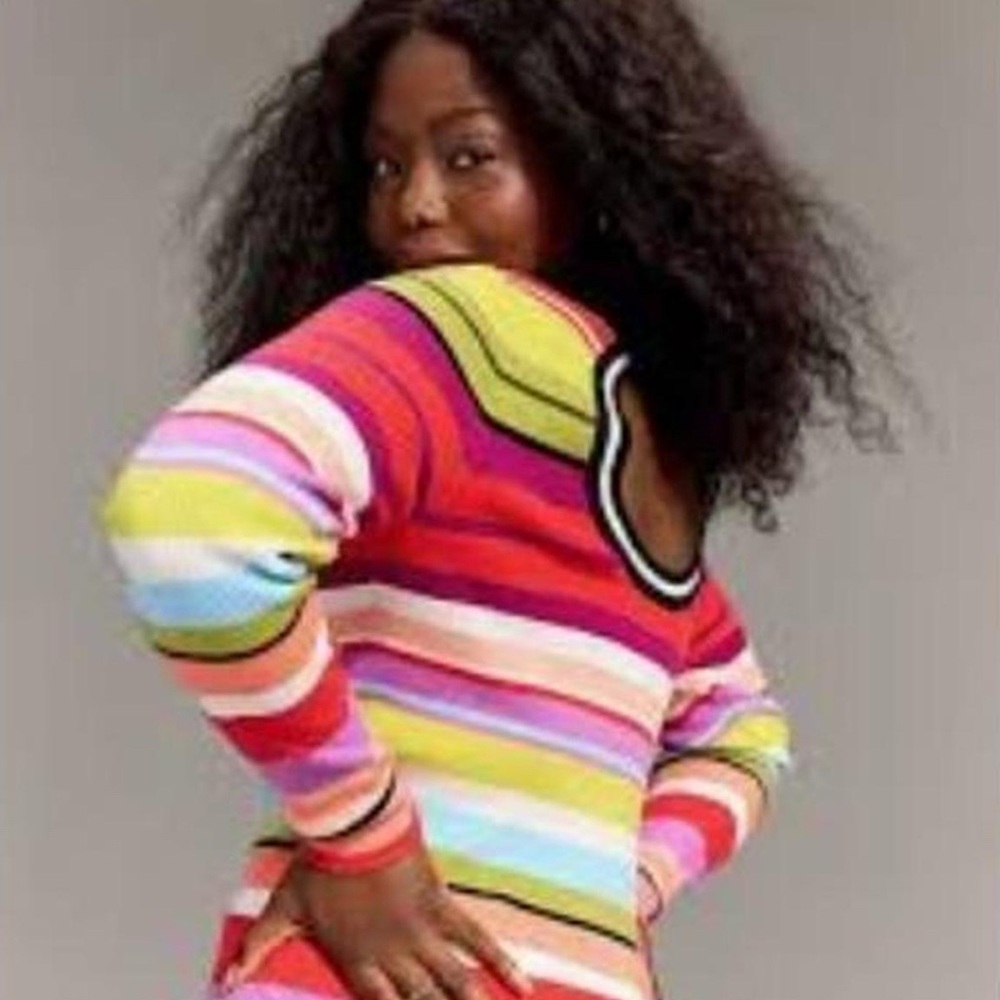 Christopher John Rogers X Old Navy Multi-Stripe Crewneck Sweater Size Small - Picture 4 of 4